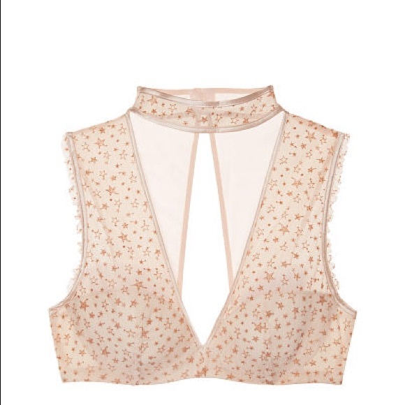 Embroidered Stars Choker Plunge Bra - Picture 3 of 4